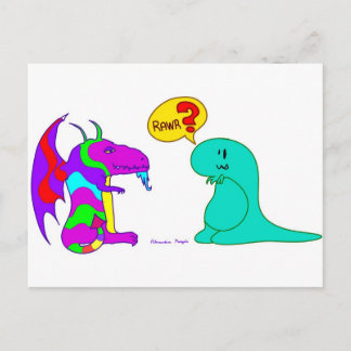 Funny Cartoon Dinos Cute Dinosaur Dragon Rawr? Postcard