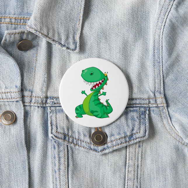Funny Cartoon Dinosaur Roaring T-Rex 7.5 Cm Round Badge (Creator Uploaded)