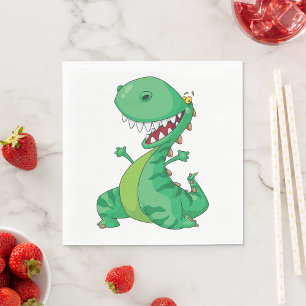 Funny Cartoon Dinosaur Roaring T-Rex Napkin