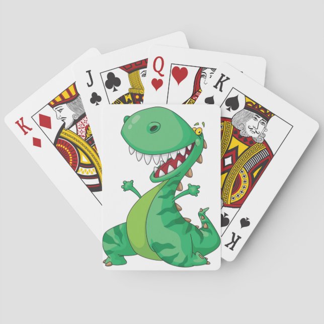 Funny Cartoon Dinosaur Roaring T-Rex Playing Cards (Back)
