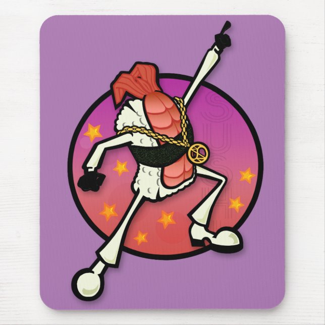 FUNNY CARTOON DISCO SUSHI GRAPHIC MOUSE PAD (Front)