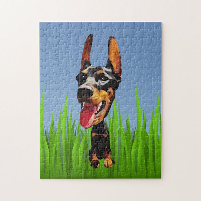 Funny Cartoon Doberman Pinscher 252 PC Puzzle (Vertical)