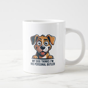 Funny Cartoon Dog Butler Quote Large Coffee Mug