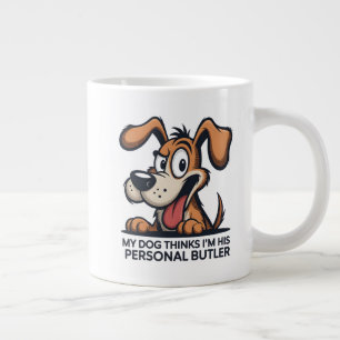 Funny Cartoon Dog Butler Quote Large Coffee Mug