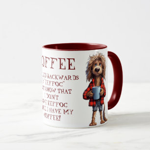 Funny Cartoon Dog Coffee Spelled Backwards Mug