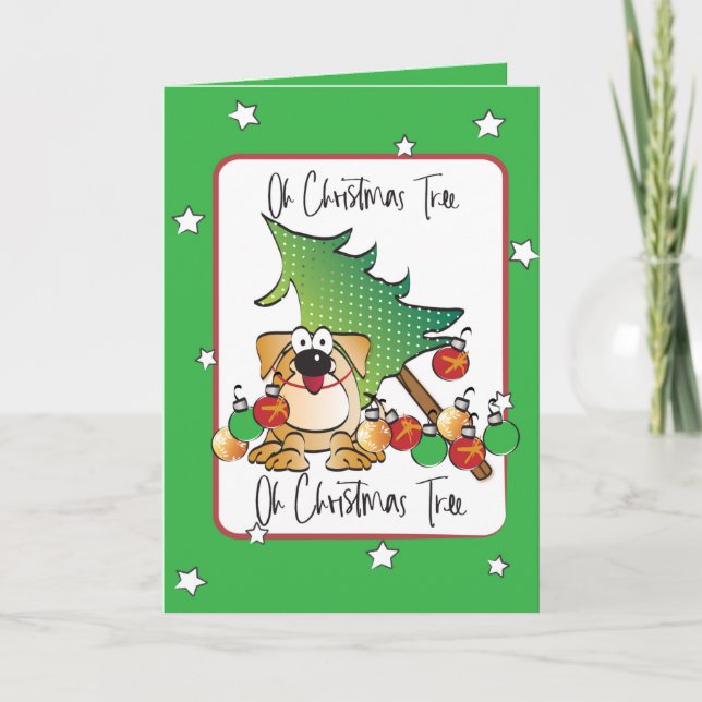 Funny Cartoon Dog Lover Pet Christmas Card  (Front)