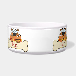 Funny Cartoon Dog Personalised Pet Bowl