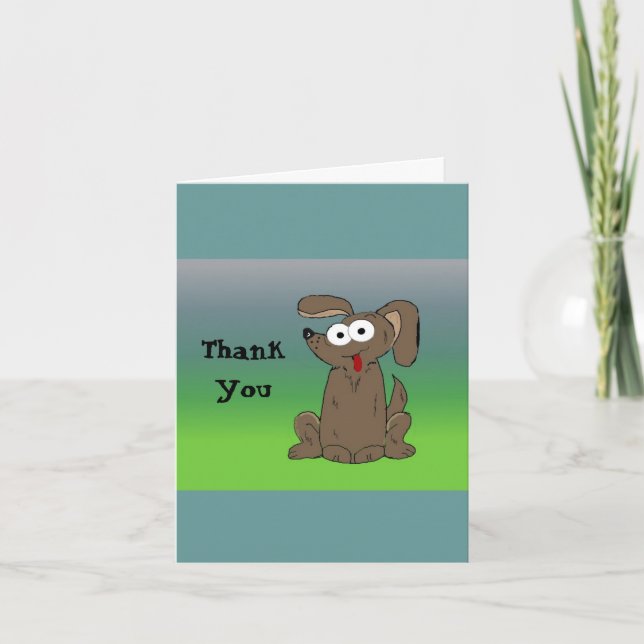 Funny Cartoon Dog Thank You Card (Front)