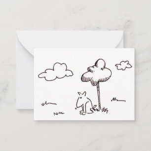 Funny Cartoon Dog Under Tree Drawing Card