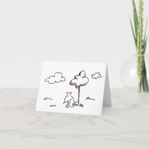 Funny Cartoon Dog Under Tree Drawing Folded Note Card