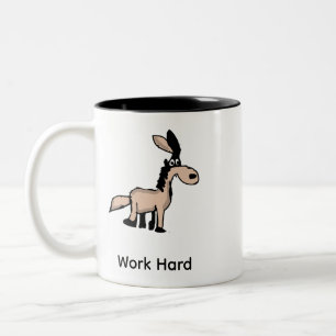 Funny Cartoon Donkey Work Hard Office Coffee Mug