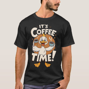 Funny Cartoon Duck Coffee Time Illustration T-Shirt