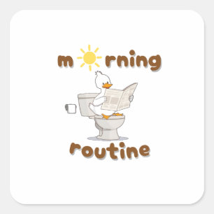 Funny Cartoon Duck Reading Newspaper Sticker