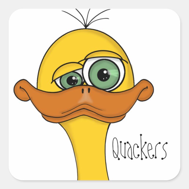 Funny Cartoon Duck Square Sticker (Front)