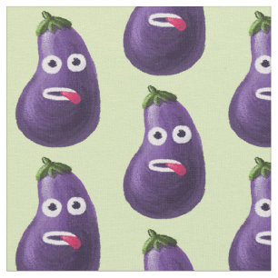 Funny Cartoon Eggplant Pattern Fabric