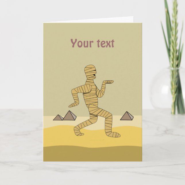 Funny Cartoon Egyptian Mummy Pyramids Custom Card (Front)