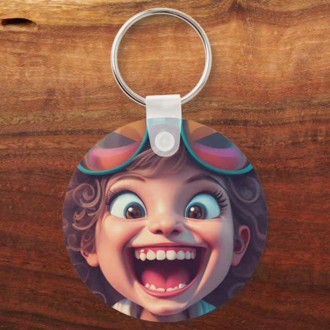 Funny cartoon face  key ring (Front)
