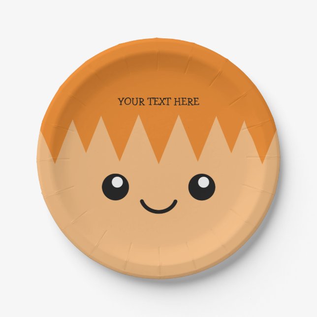 Funny cartoon face kid's Birthday party custom Paper Plate (Front)