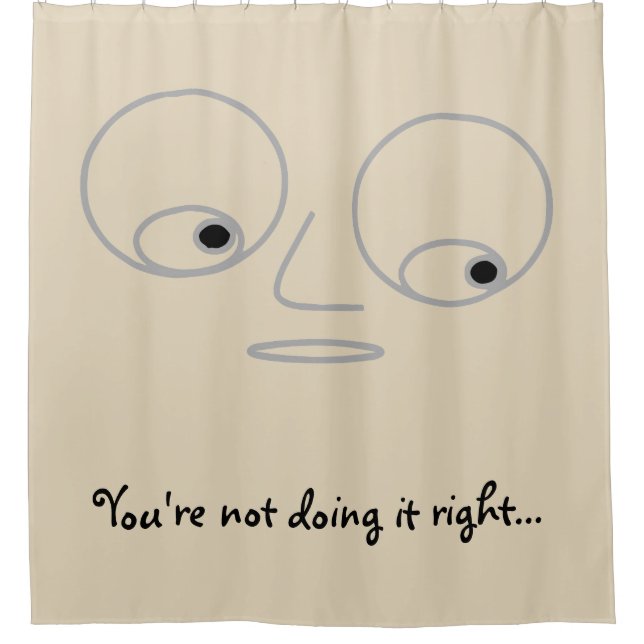 Funny Cartoon Face with Huge Eyes Shower Curtain (Front)