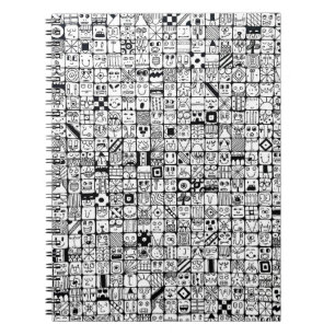 Funny Cartoon Faces Squares Notebook