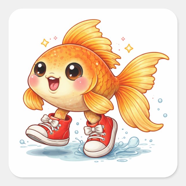 Funny cartoon fish wearing shoes Sticker (Front)