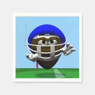 Funny Cartoon Football in a Helmet Napkin