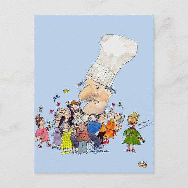 Funny Cartoon French Chef Postcard (Front)