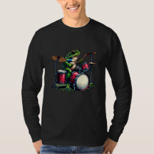 Funny Cartoon Frog Playing the Drums