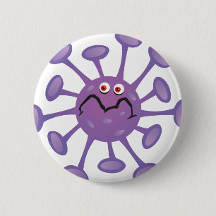 Funny Cartoon Germ Bacteria 6 Cm Round Badge