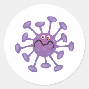 Funny Cartoon Germ Bacteria Classic Round Sticker