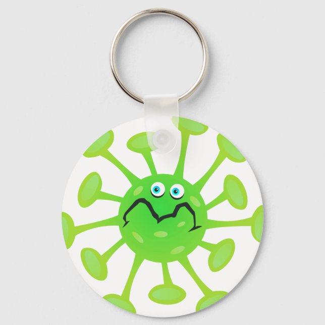 Funny Cartoon Germ Bacteria Key Ring (Front)