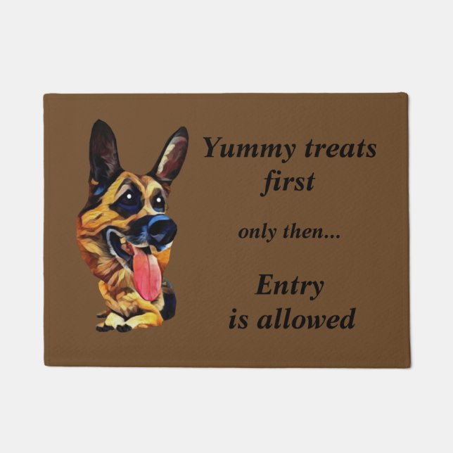 Funny Cartoon German Shepherd Doormat (Front)