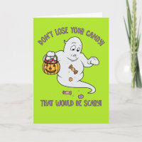 Funny Cartoon Ghost Halloween Card for Kids