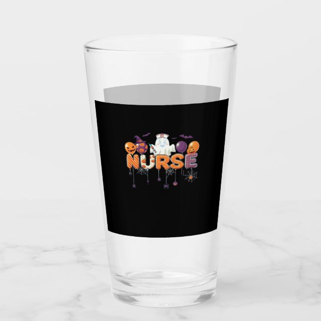 funny cartoon ghost nurse - Hot Nurse Halloween Ou Glass (Front)
