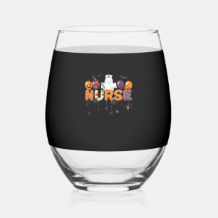 funny cartoon ghost nurse - Hot Nurse Halloween Ou Stemless Wine Glass
