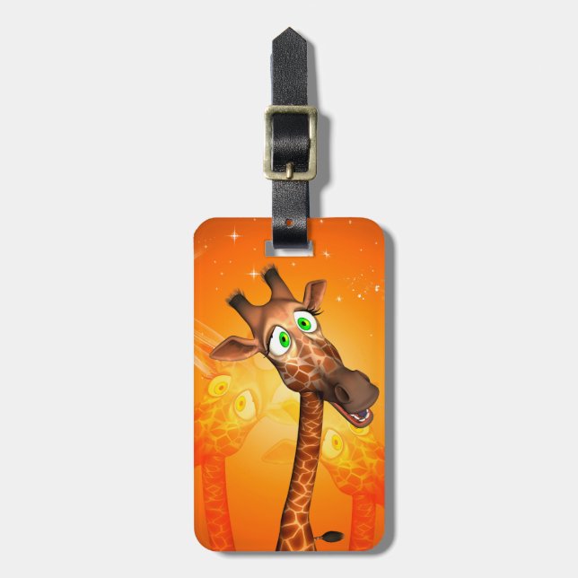 Funny cartoon giraffe luggage tag (Front Vertical)