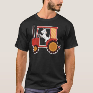 Funny Cartoon Goat Driving Tractor Farm Animals Lo T-Shirt
