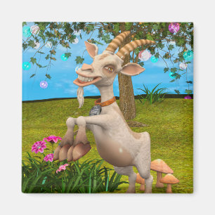 Funny Cartoon Goat Garden Animal Art Magnet