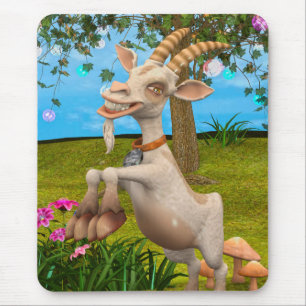 Funny Cartoon Goat Garden Animal Art Mouse Pad