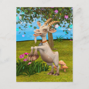 Funny Cartoon Goat Garden Animal Art Postcard