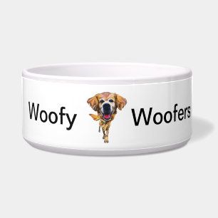 Funny Cartoon Golden Retriever Dog Bowl