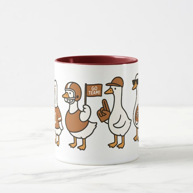 Funny Cartoon Goose Football Mug – Sports Fan Gift (Center)
