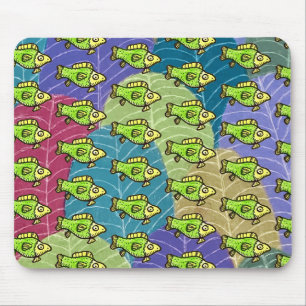 Funny Cartoon Green Fish Computer Mouse Pad