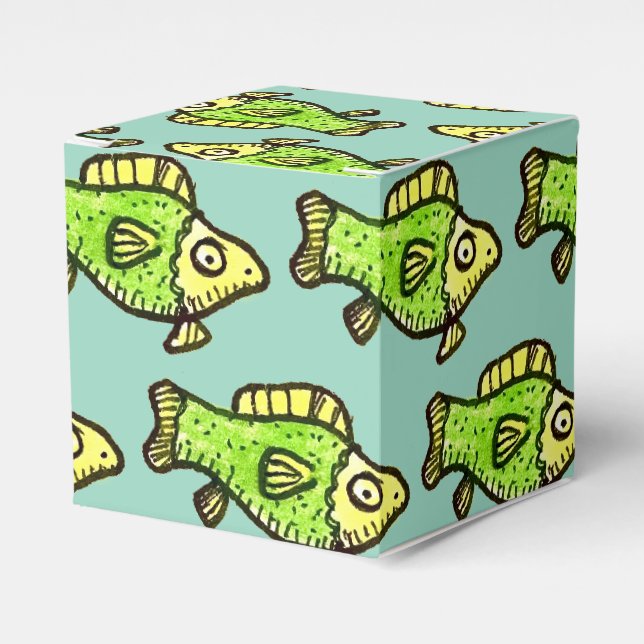 Funny Cartoon Green Fish Drawing Favour Box (Front Side)