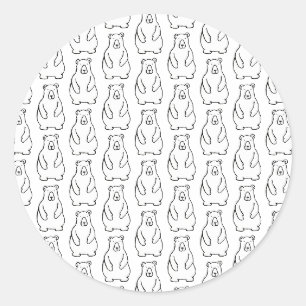 Funny Cartoon Grizzly Polar Bears Classic Round Sticker