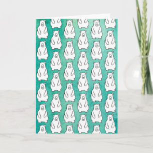 Funny Cartoon Grizzly Polar Bears Light Blue Card