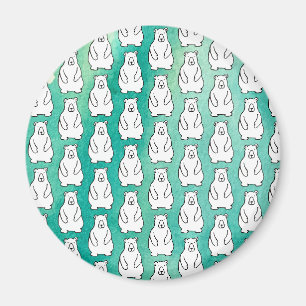 Funny Cartoon Grizzly Polar Bears Light Blue Magnet