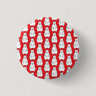 Funny Cartoon Grizzly Polar Bears Red 3 Cm Round Badge