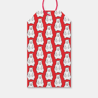 Funny Cartoon Grizzly Polar Bears Red Gift Tags