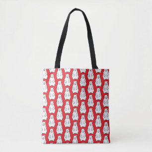 Funny Cartoon Grizzly Polar Bears Red Tote Bag